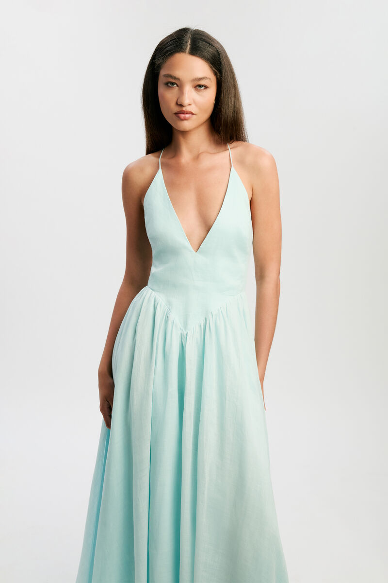 ARLETHA HALTER MAXI DRESS in colour Soft Blue