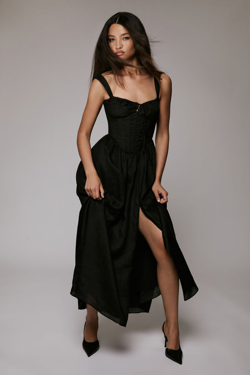 ESRA MIDI DRESS in colour BLACK