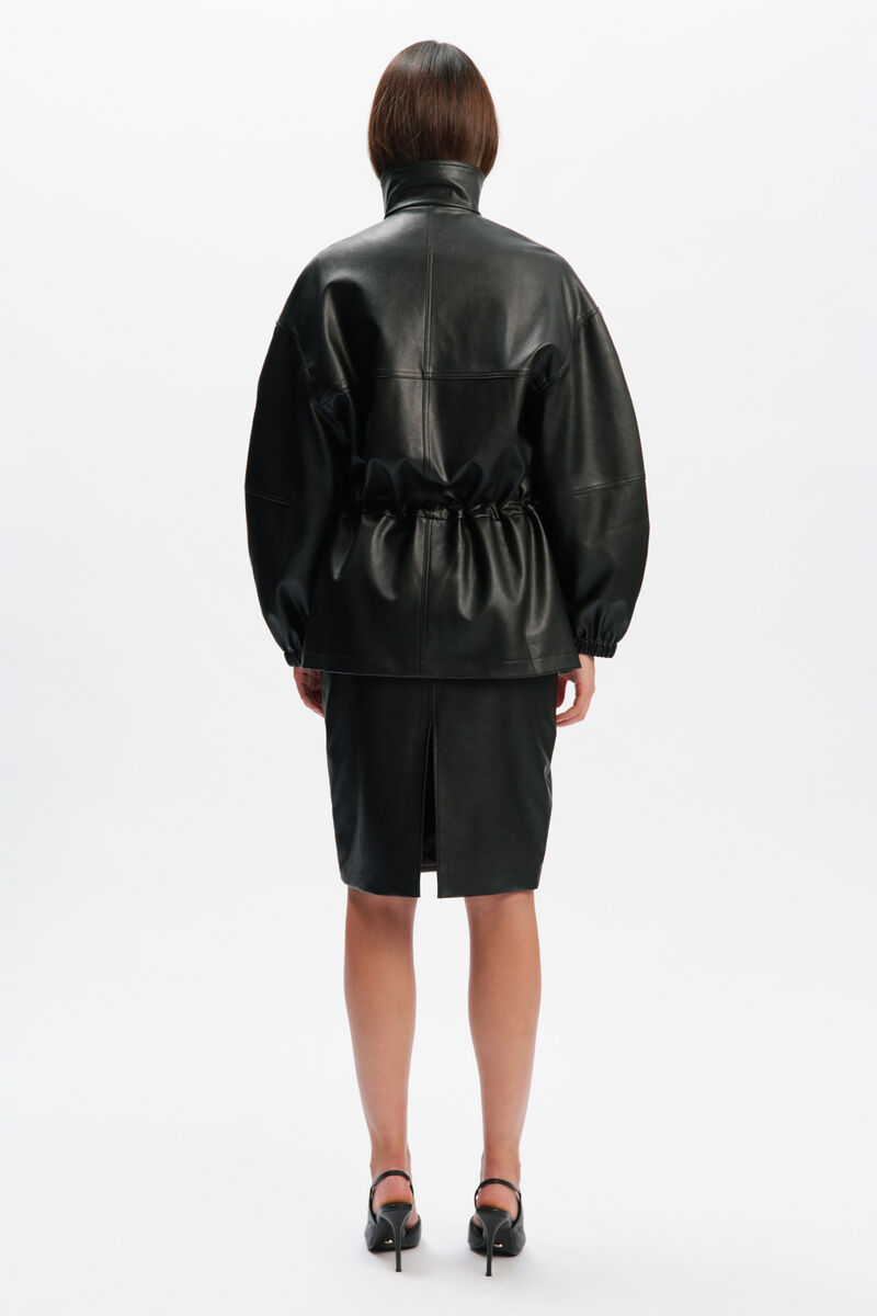 ANJA VEGAN LEATHER JACKET in colour Black