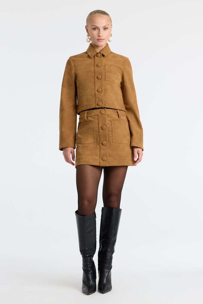 LORENZO CROC VEGAN SUEDE SHIRT in colour Camel