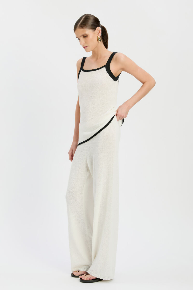 BEATRIZ HIGH RISE KNIT PANT in colour IVORY