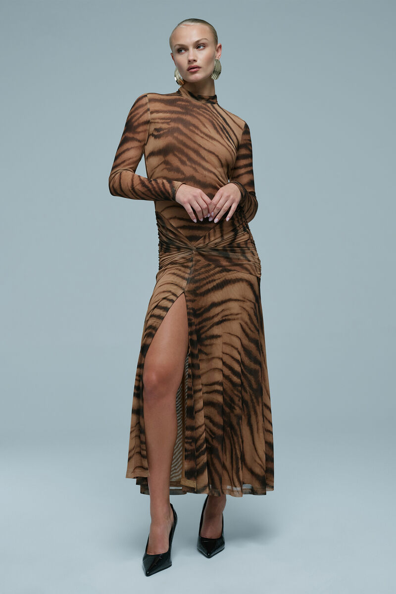 LEA PRINTED MESH DRESS in colour Animal Print