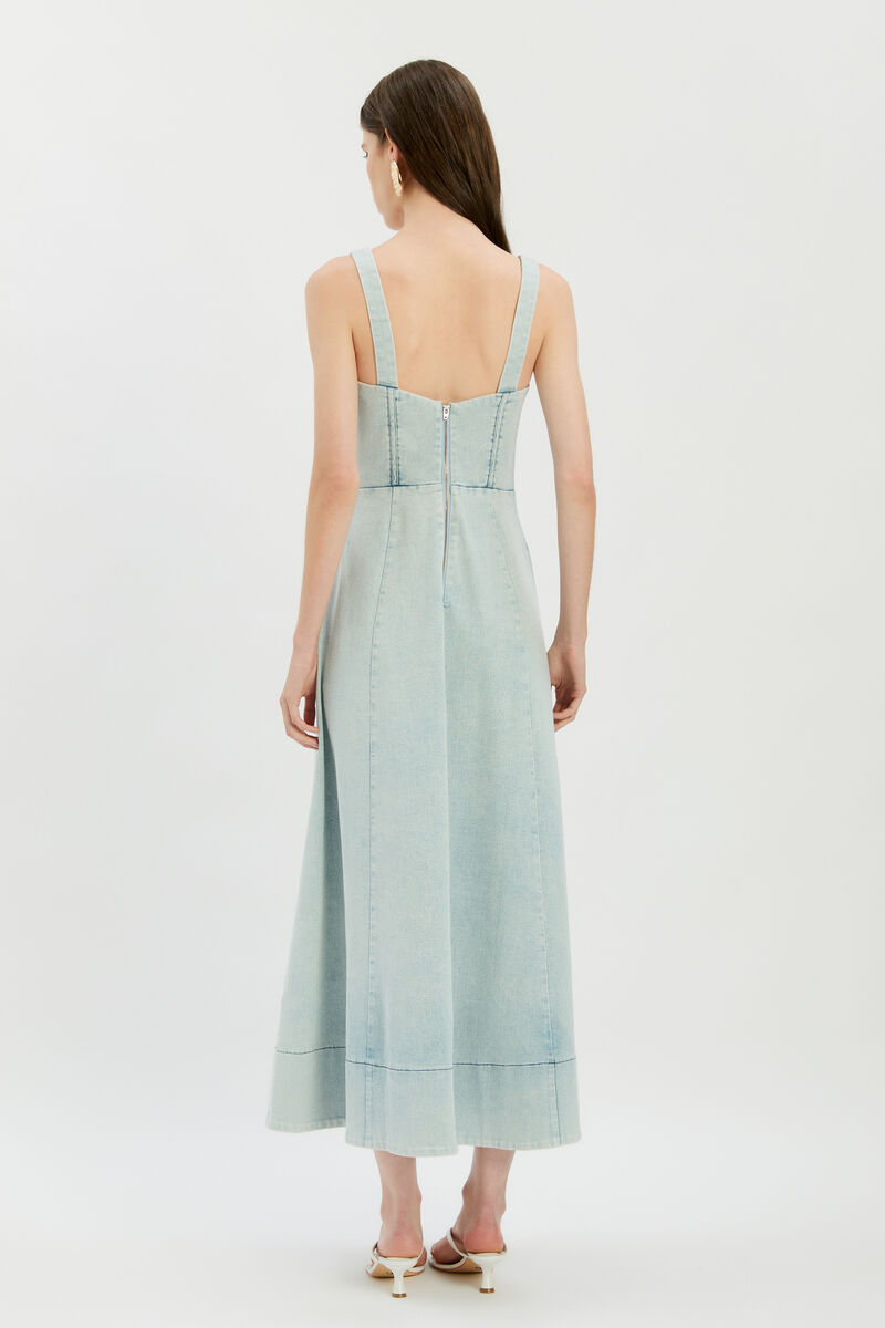 LILAH DENIM MIDI DRESS in colour Light Denim
