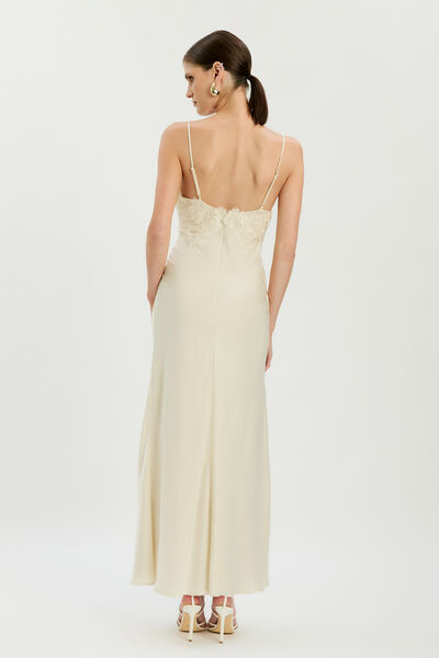 Elisan Lace Satin Maxi Dress