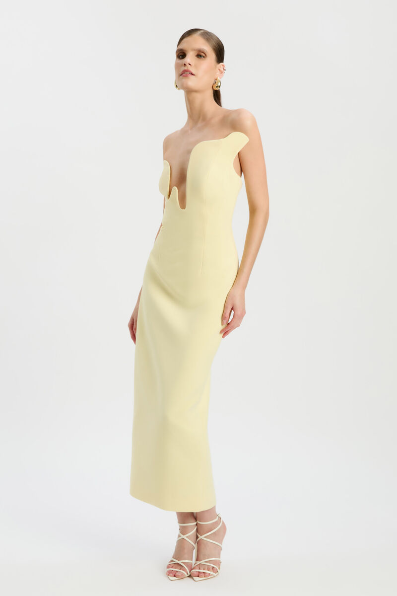 ROSALYN MIDI DRESS in colour Canary Yellow