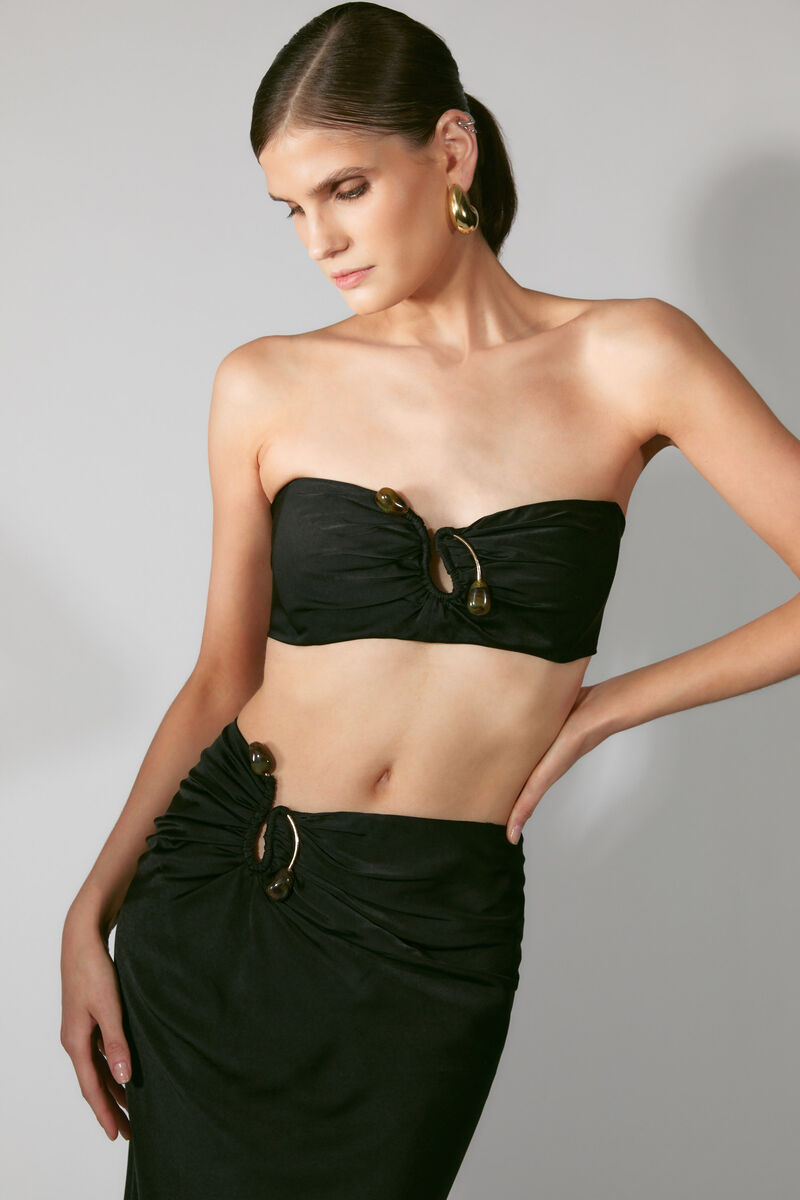DYLAN SATIN BANDEAU TOP in colour Black