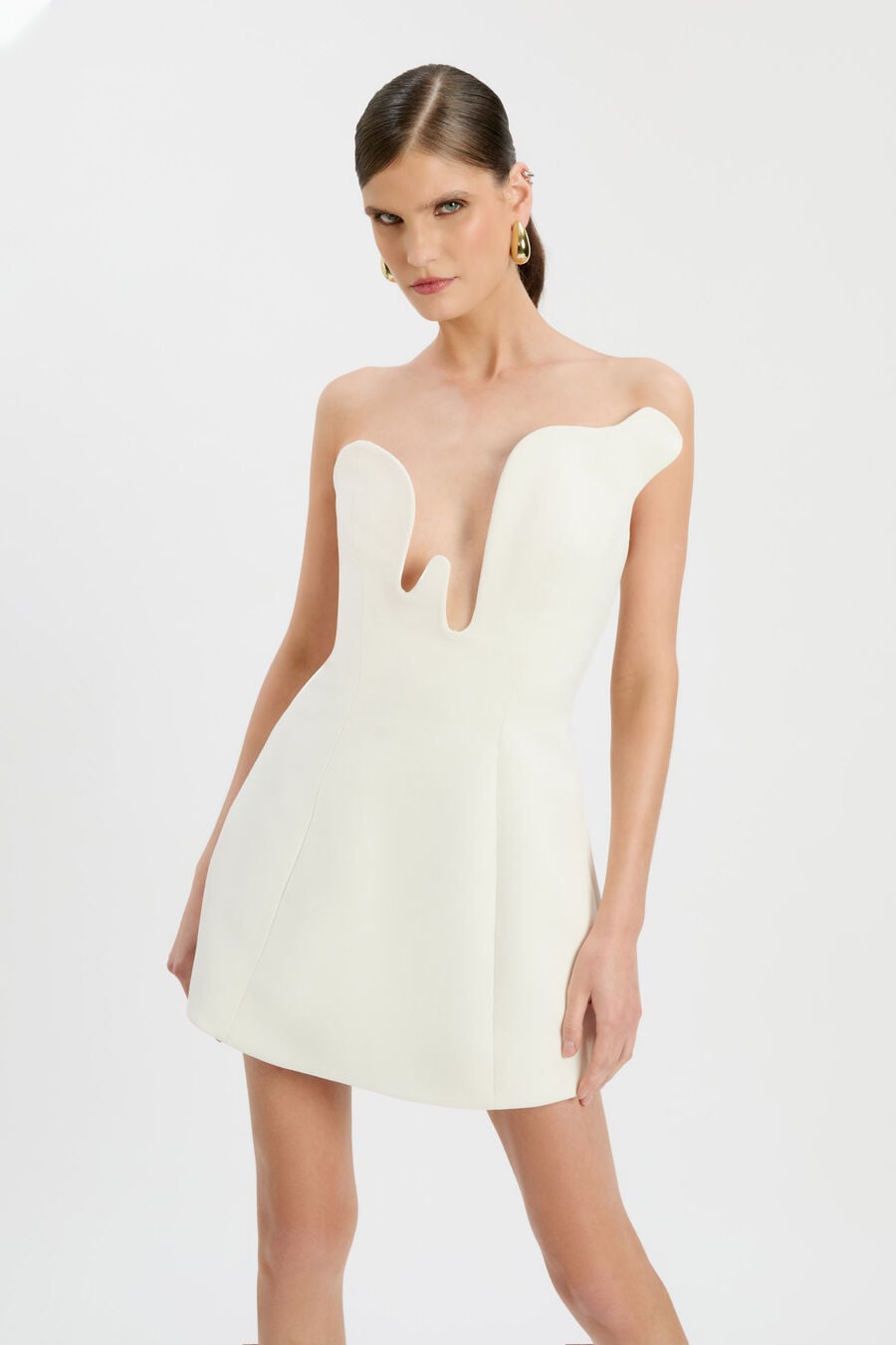 ROSALYN HOURGLASS MINI DRESS in colour Orchid White