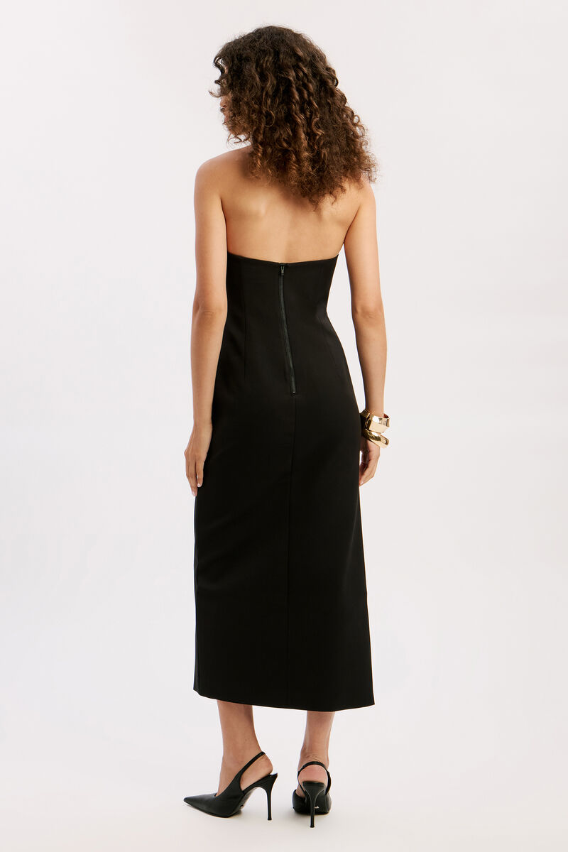PALTROW STRAPLESS MIDI DRESS in colour Black