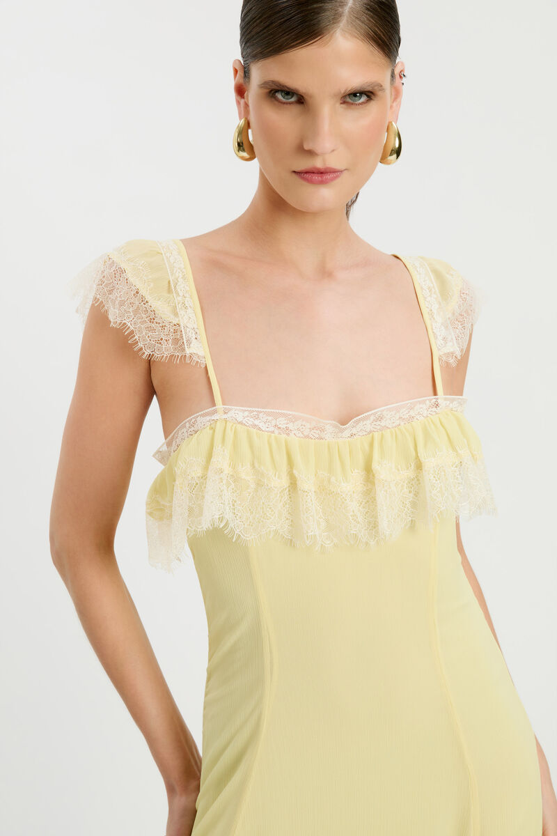 ARLIA LACE TRIM MAXI DRESS in colour Canary Yellow