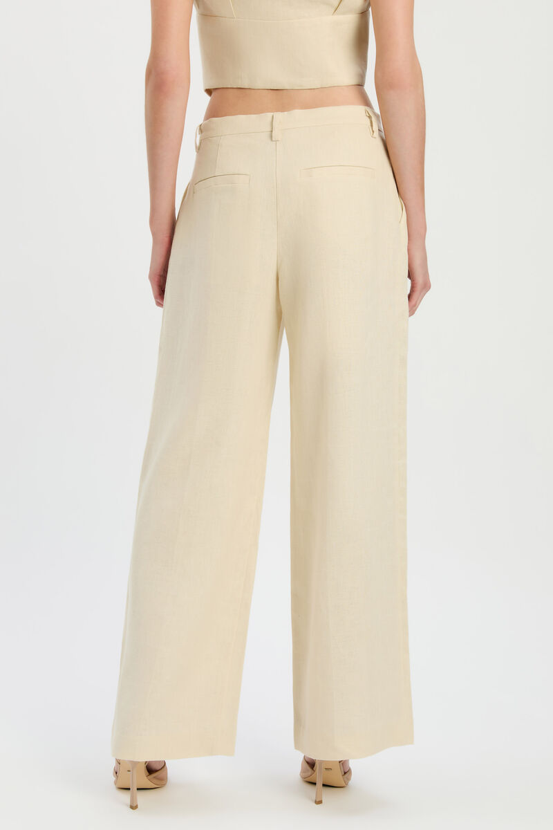 GEORDY HIPSTER LINEN PANT in colour Eggnog