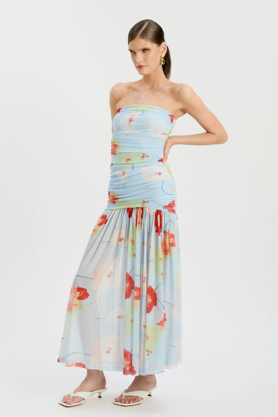 Solana Printed Mesh Maxi Dress