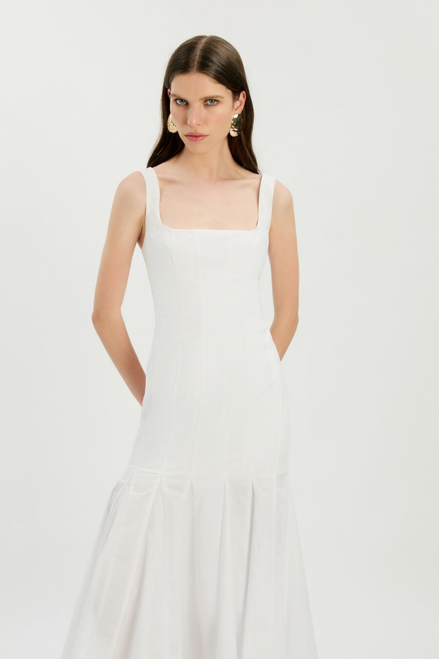 LOLITA COTTON MIDI DRESS in colour Orchid White