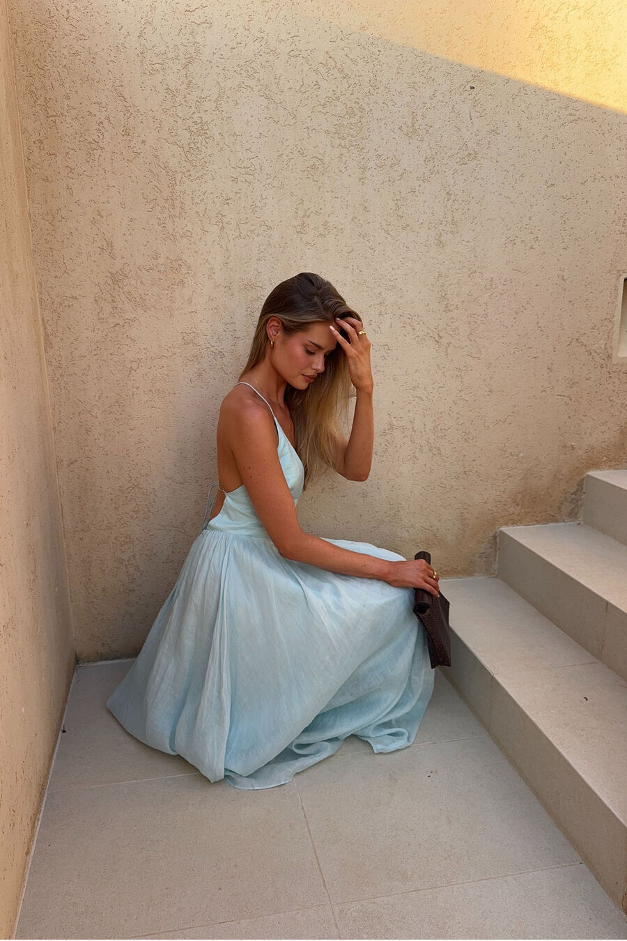 ARLETHA HALTER MAXI DRESS in colour Soft Blue