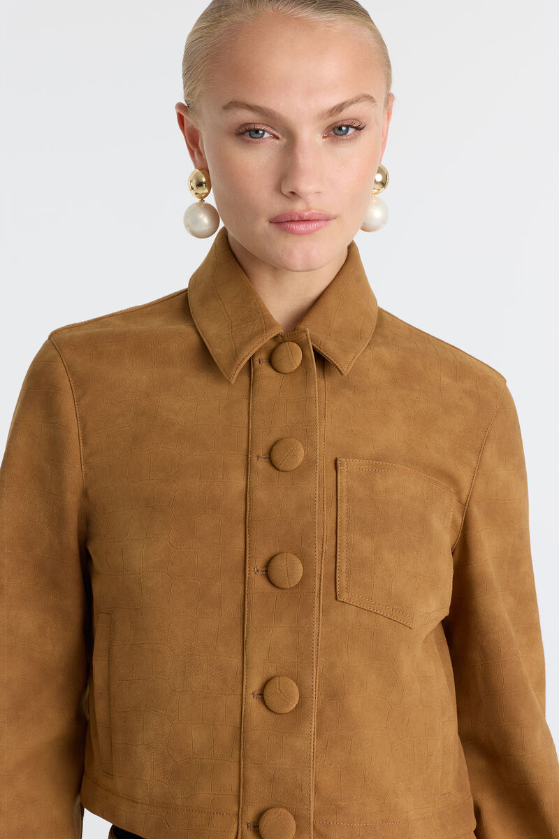 LORENZO CROC VEGAN SUEDE SHIRT in colour Camel