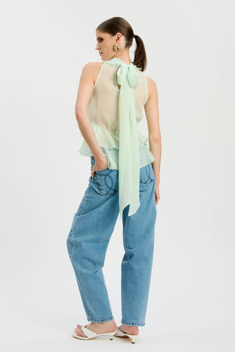 CYNTHIA RUFFLE BLOUSE in colour Peppermint
