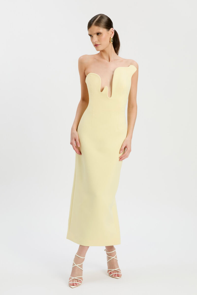 ROSALYN MIDI DRESS in colour Canary Yellow