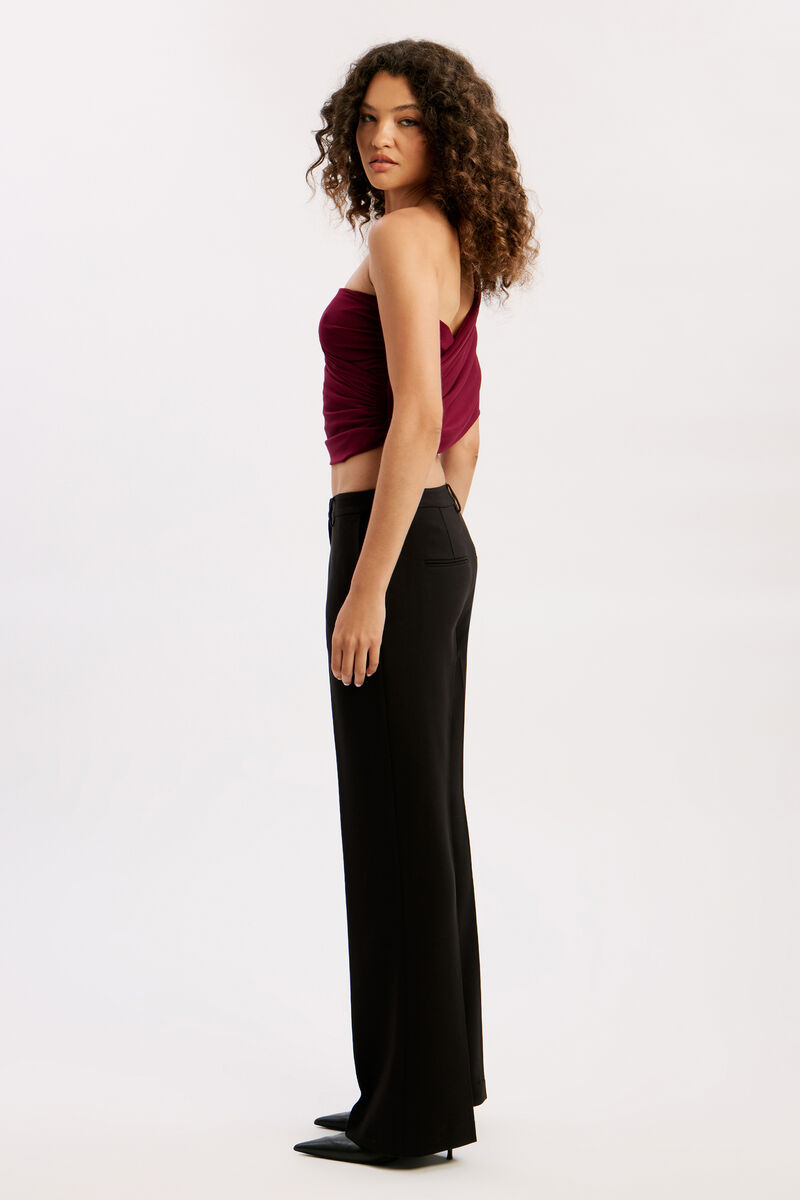 HARLEY ONE SHOULDER MESH TOP in colour Mulberry