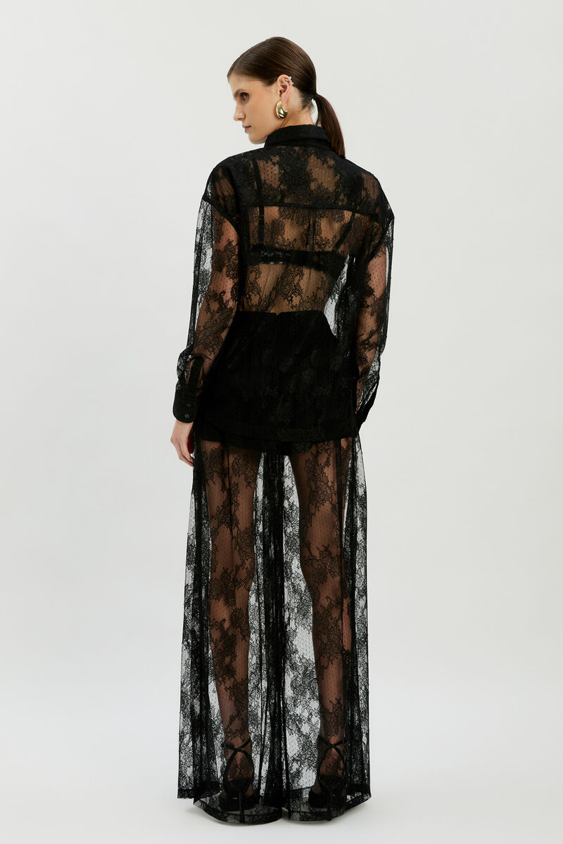 HILDIE WIDE LEG LACE PANT in colour Black
