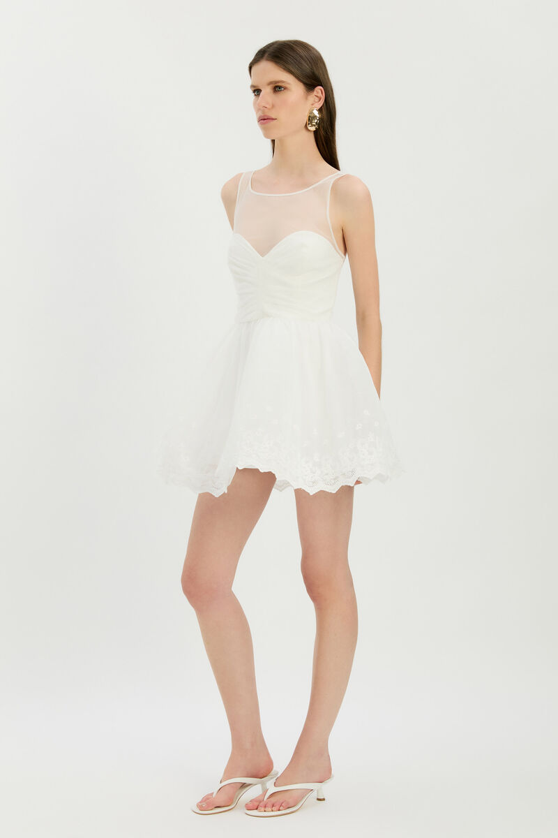 HILDA HOOP MINI DRESS in colour Ivory