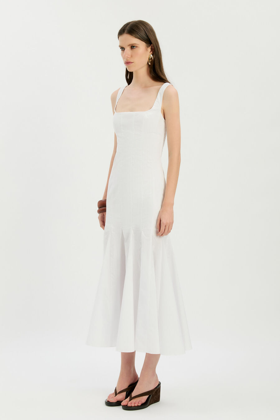 LOLITA COTTON MIDI DRESS in colour Orchid White