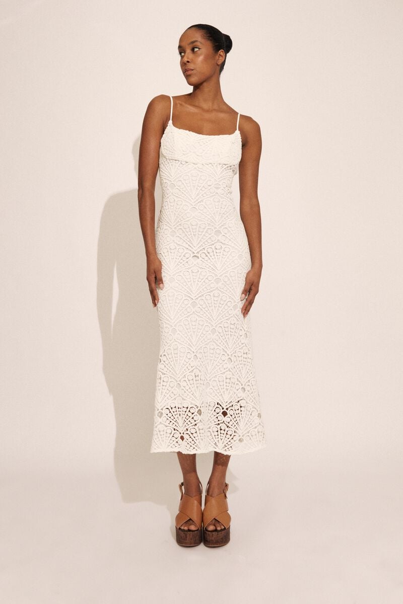 ADONI CROCHET MIDI DRESS in colour ORCHID WHT