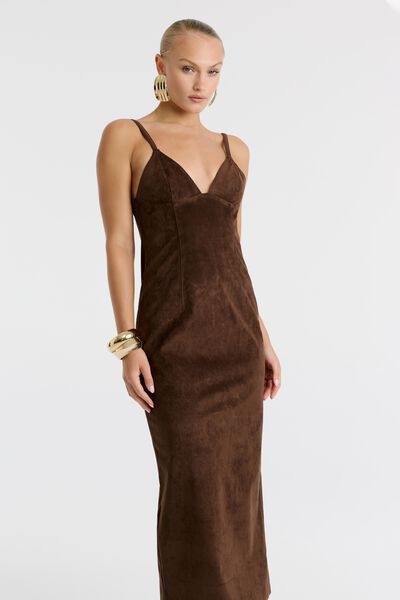 Estine Vegan Suede Midi Dress