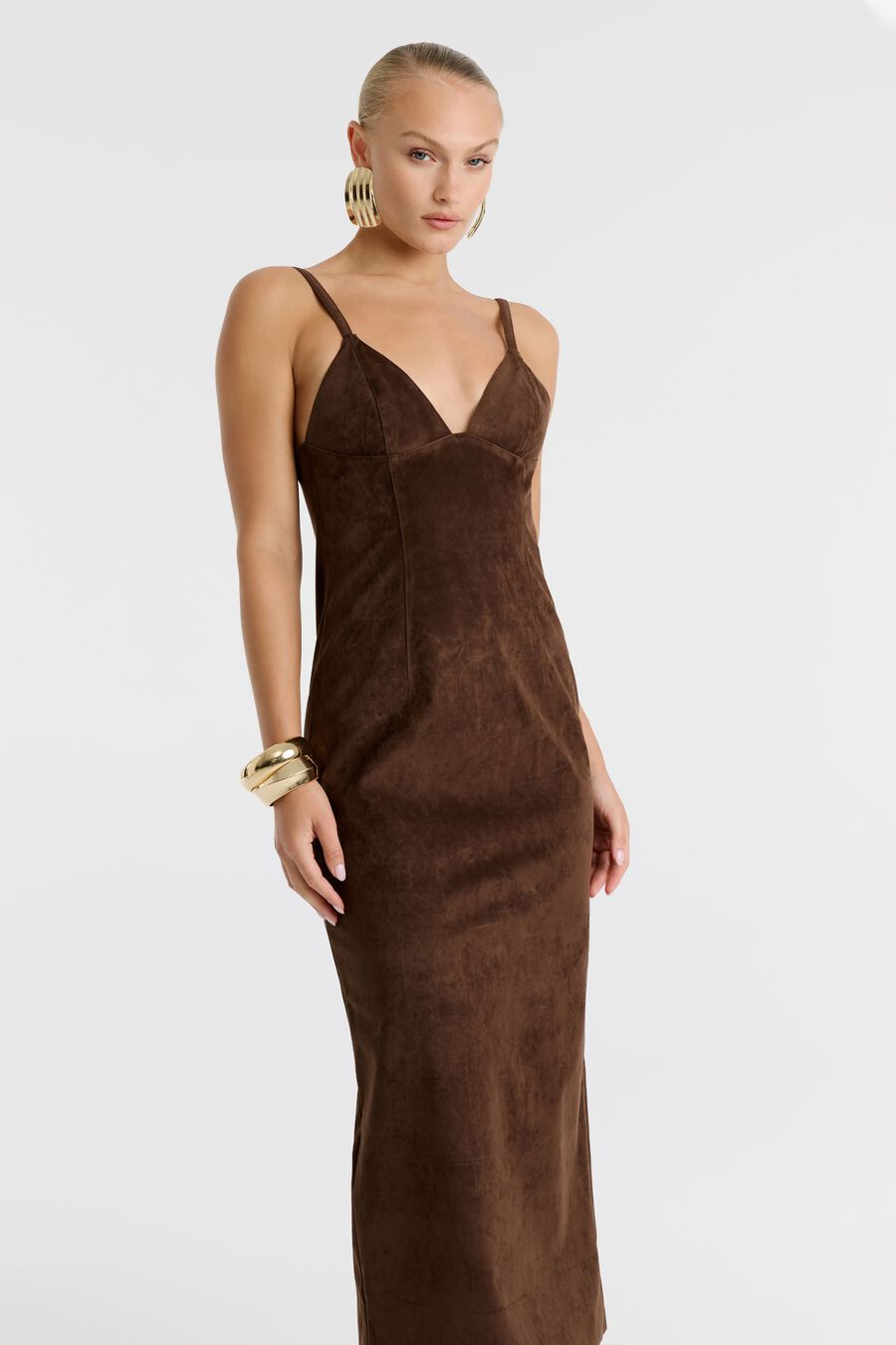 Estine Vegan Suede Midi Dress