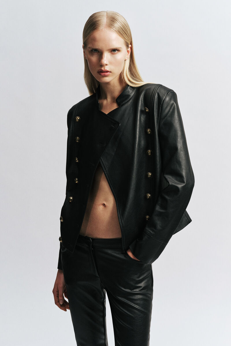 MARCELLA VEGAN LEATHER JACKET in colour Black