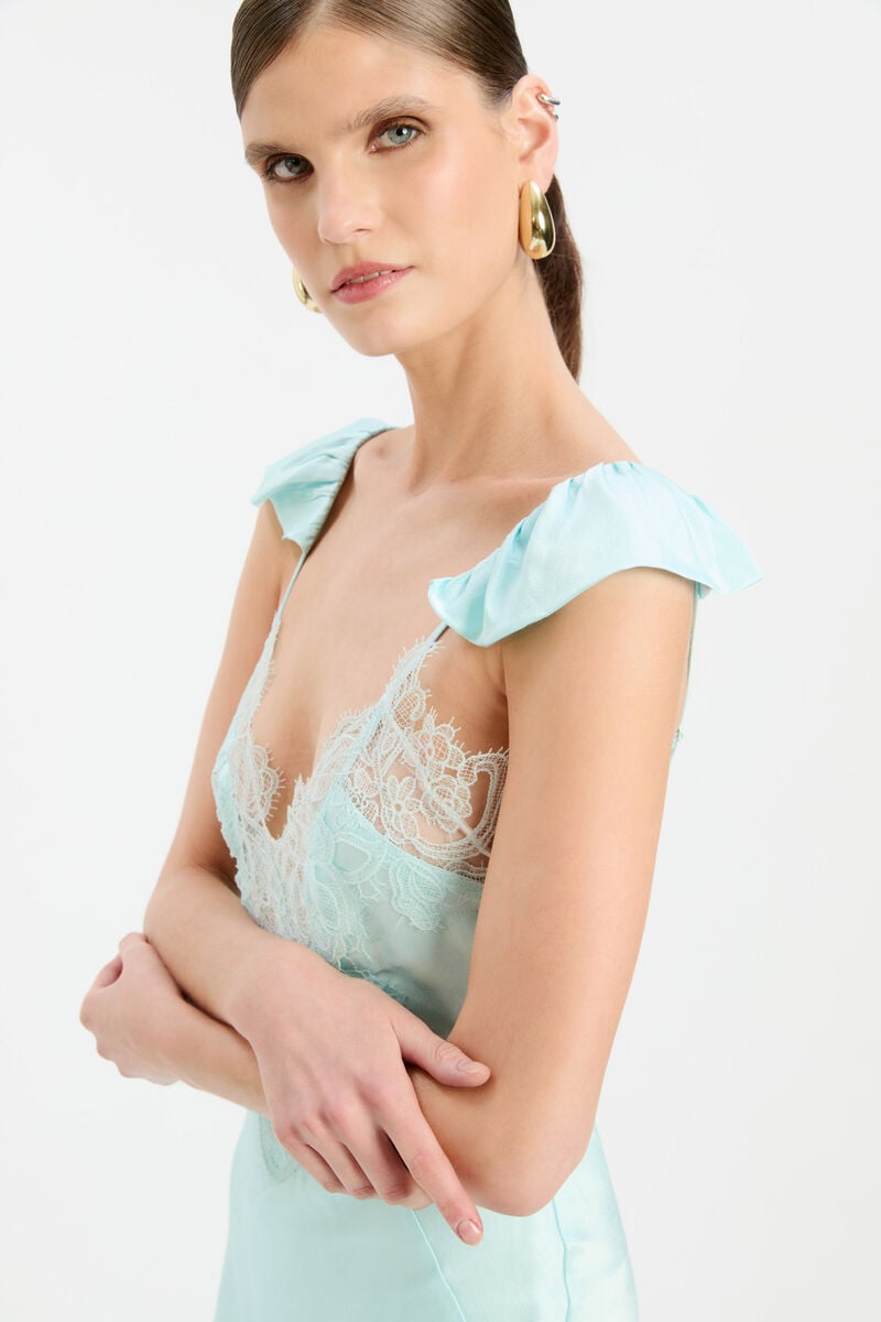 IVY LACE DETAIL MAXI DRESS in colour Aqua