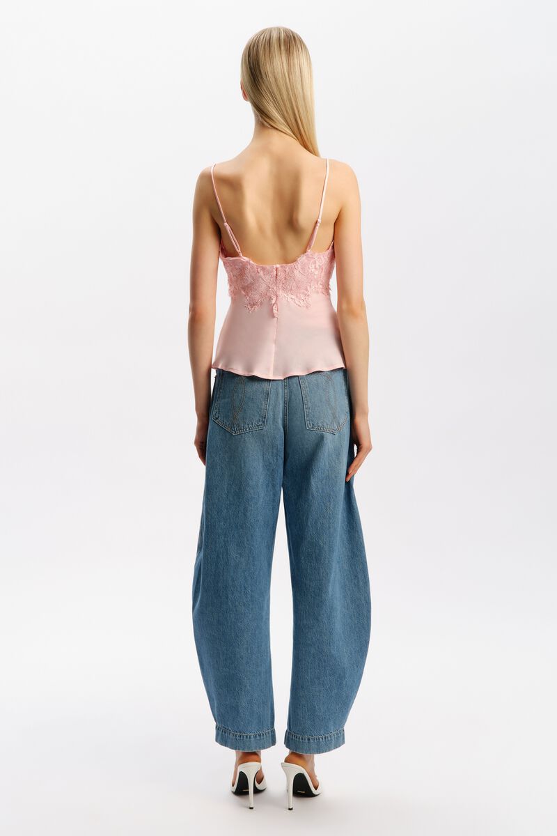 ELISAN LACE SATIN CAMISOLE in colour Petal Pink