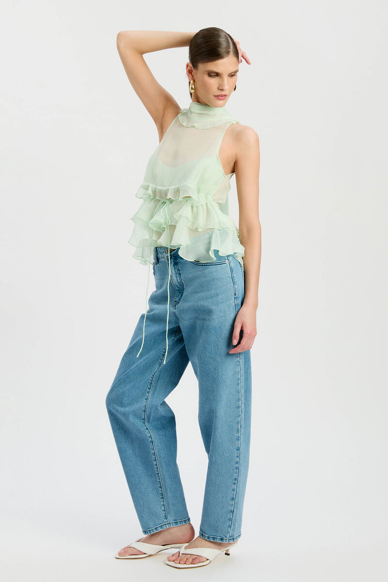 CYNTHIA RUFFLE BLOUSE in colour Peppermint