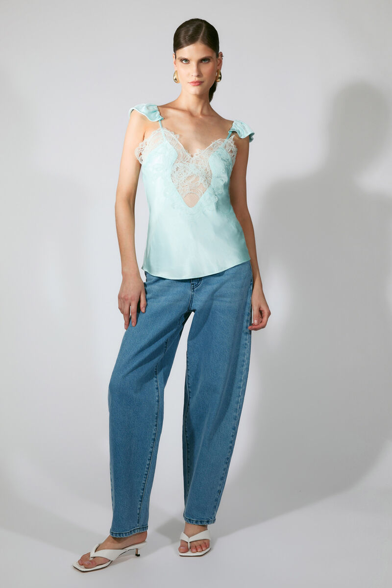 IVY LACE DETAIL CAMISOLE in colour Aqua
