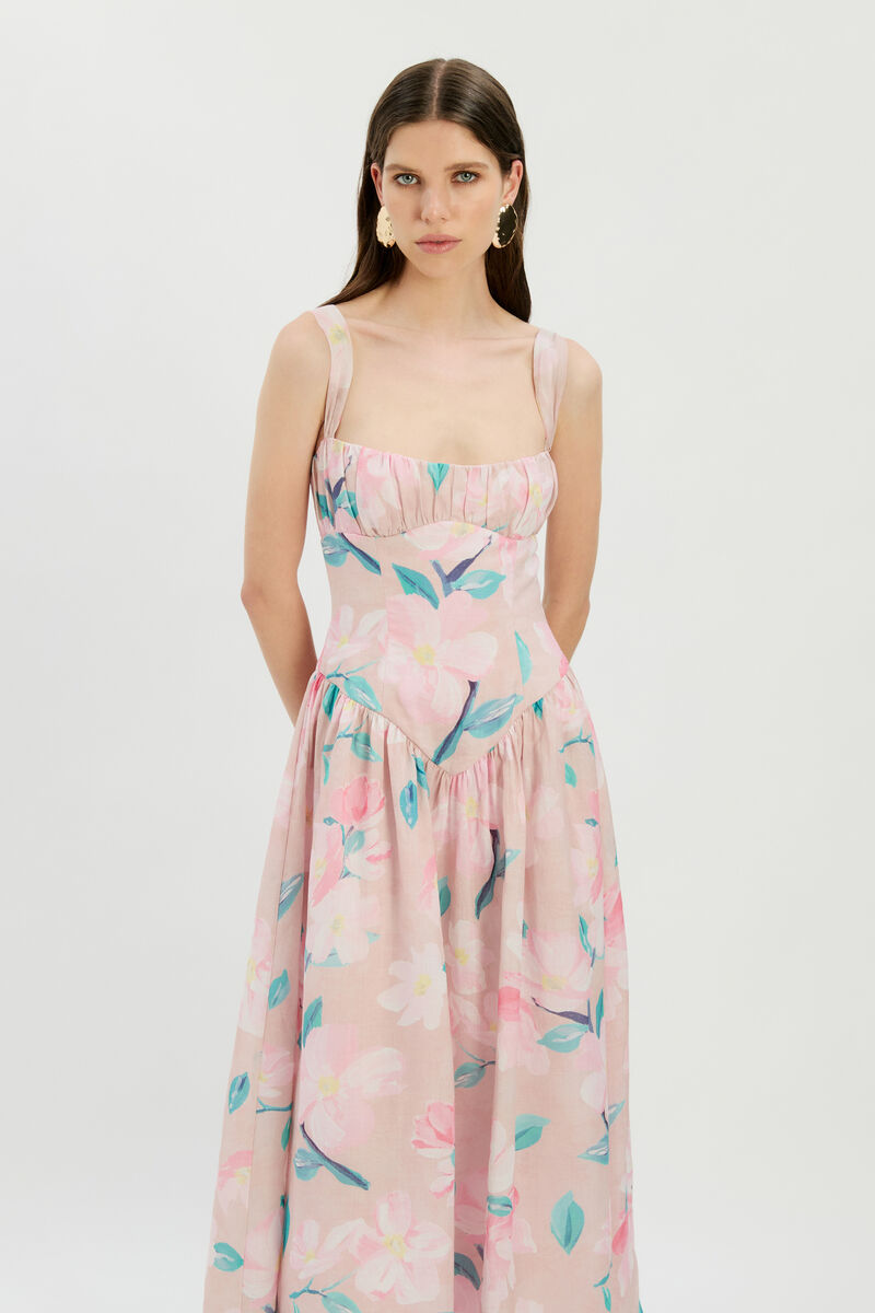 CARTIA PRINTED MIDI DRESS in colour Pink Floral