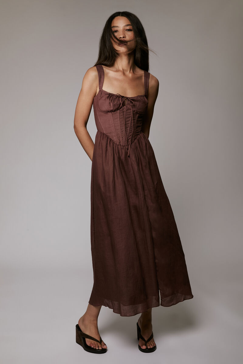 ESRA MIDI DRESS in colour CHOCOLATE