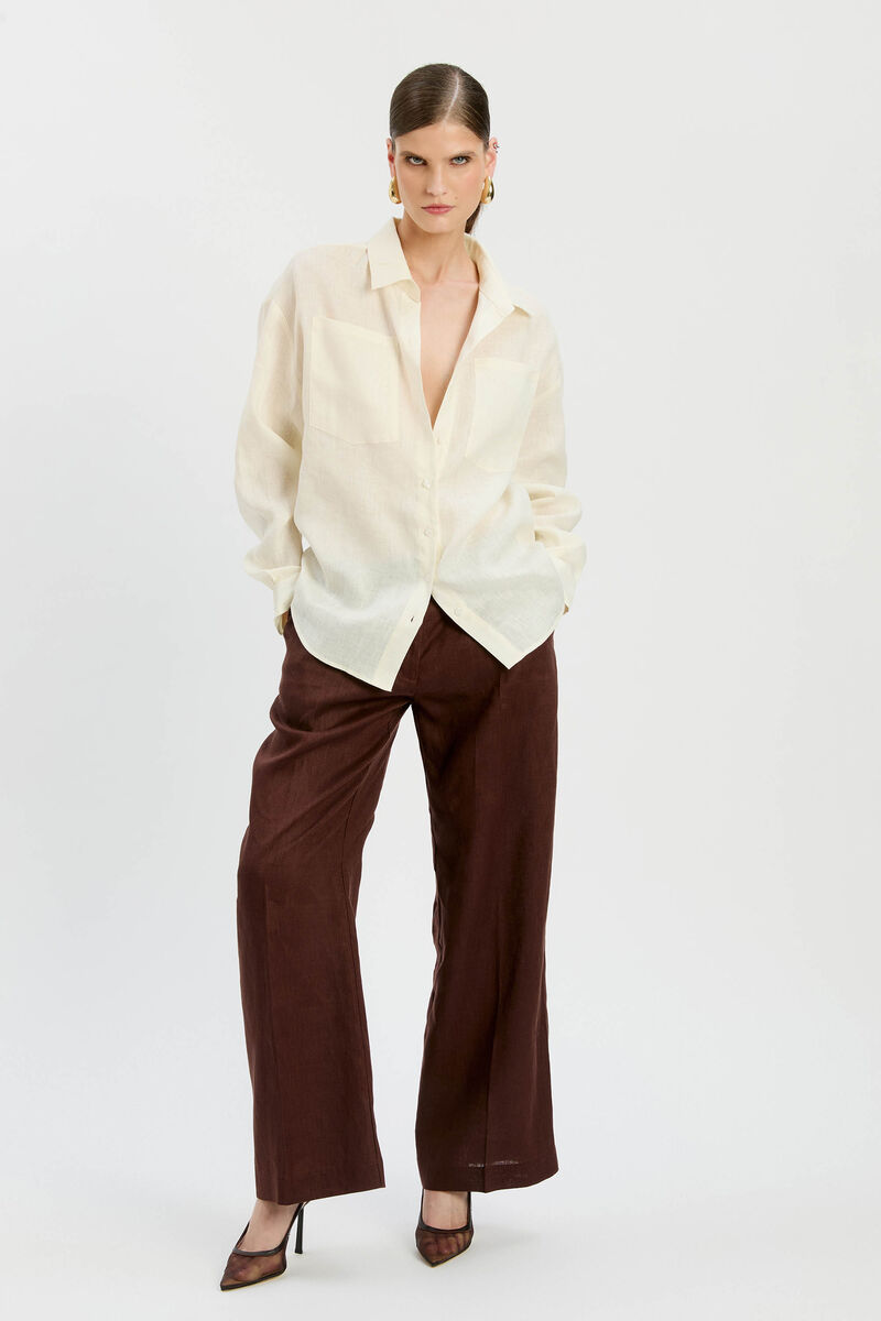 LANDER OVERSIZED LINEN SHIRT in colour EGGNOG