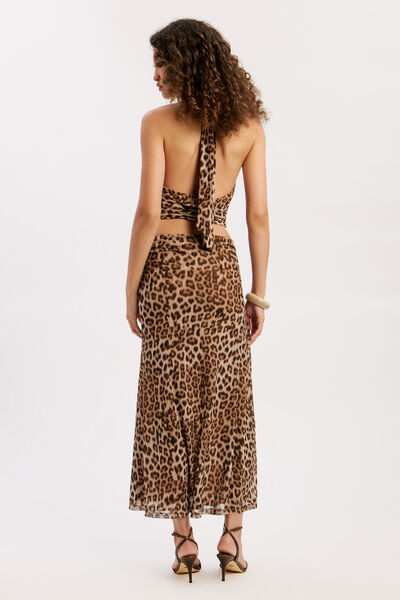 Elera Printed Mesh Halter Top