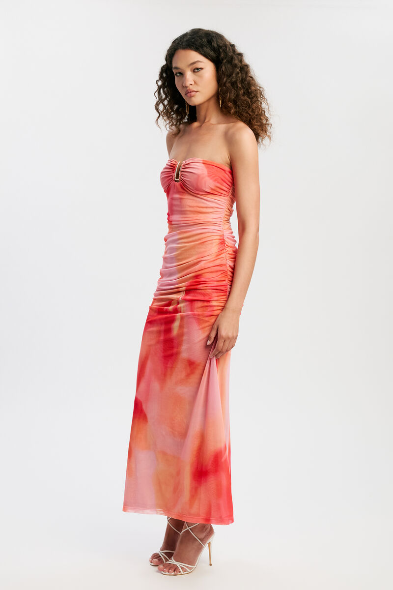 STEPHANIE PRINTED MESH DRESS in colour Pink Floral