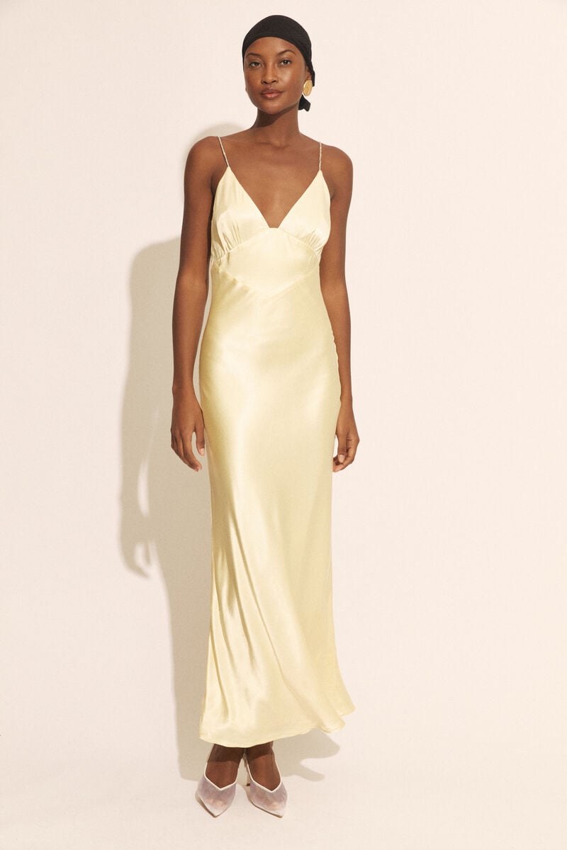 CAPRI DIAMONTE SLIP DRESS in colour CANARY YLW
