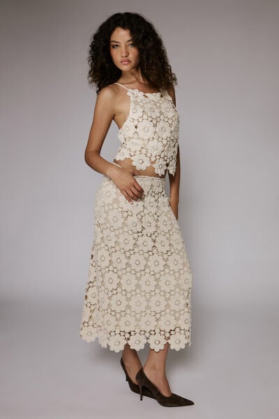 Veneta Crochet Midi Skirt 