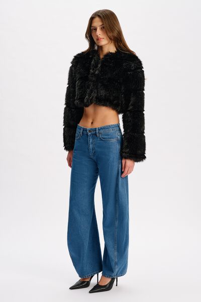 Petro Cropped Faux Fur Jacket