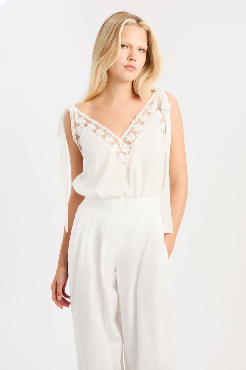 AUBREY TIE STRAP CAMI in colour Orchid White