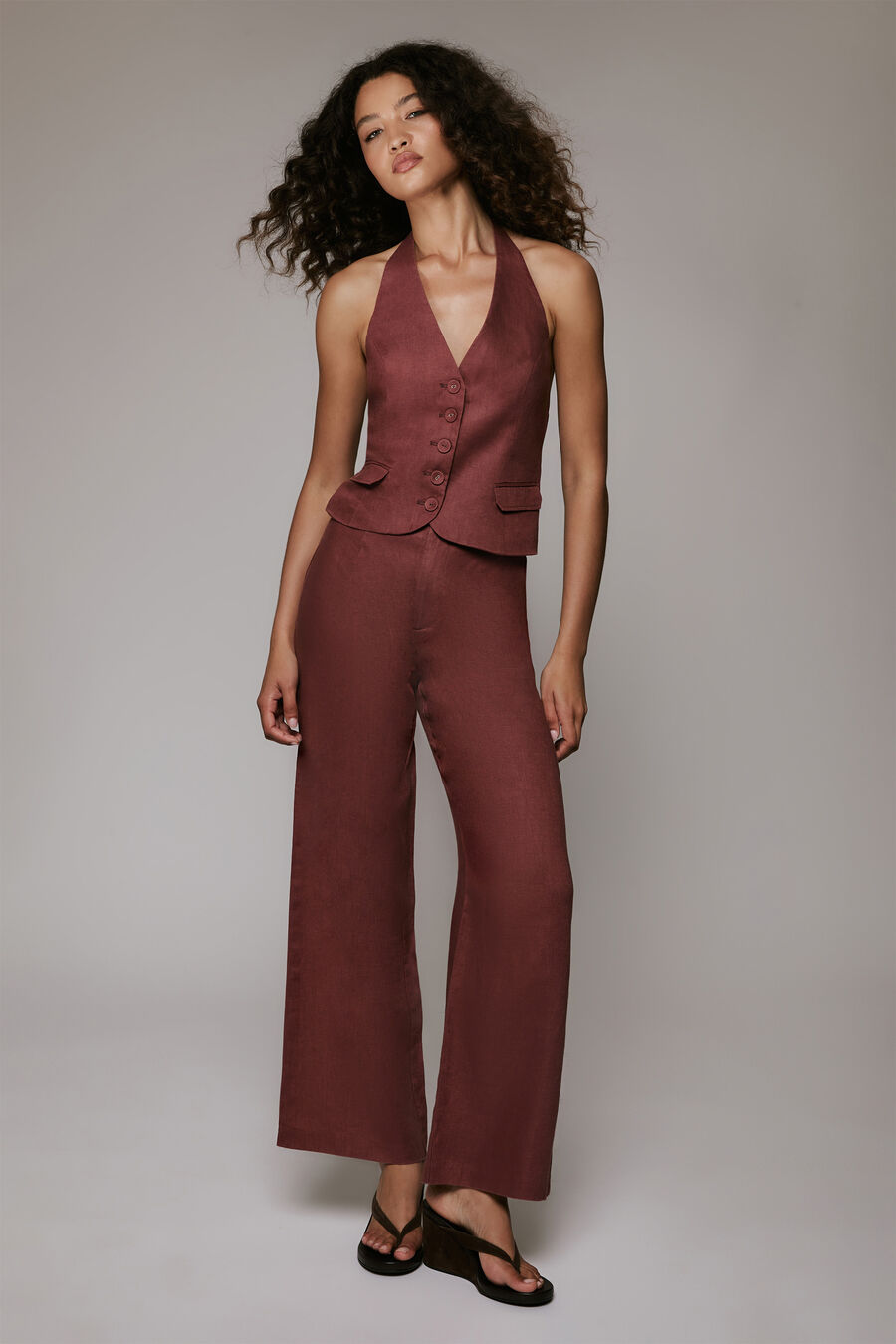 Domenica Mid Rise Linen Pant
