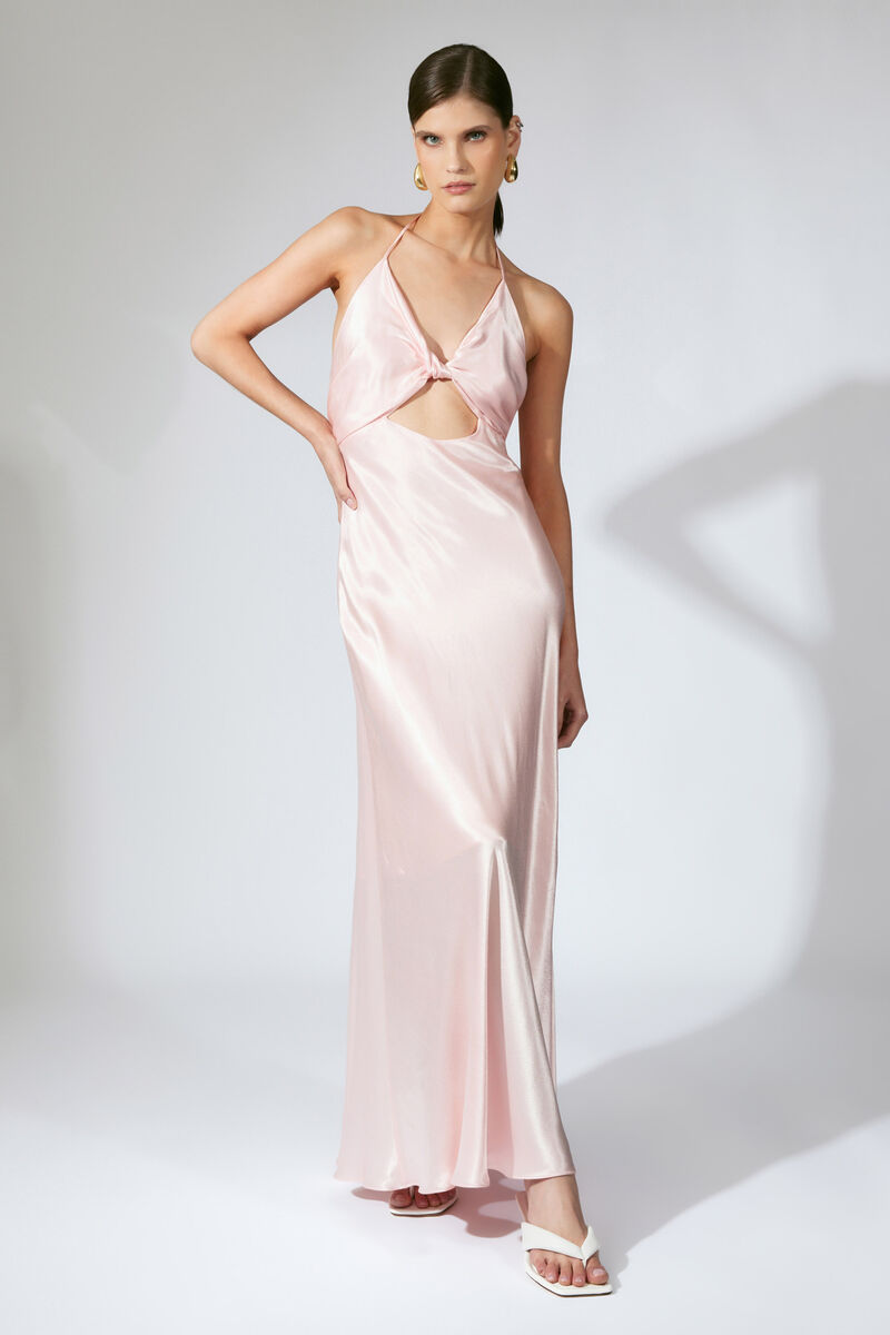 ISOLA HALTER NECK MAXI DRESS in colour Pink Petal