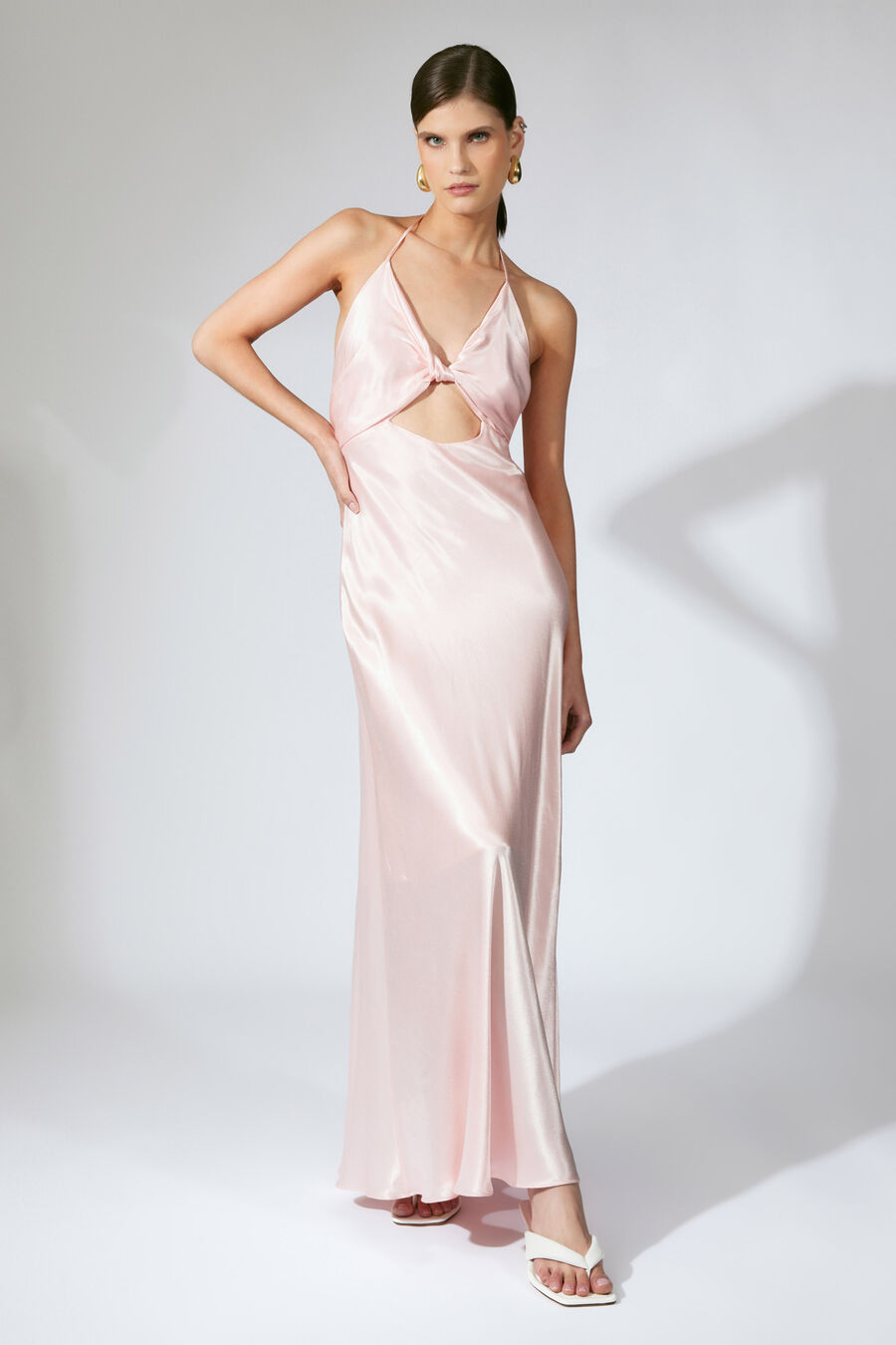 ISOLA HALTER NECK MAXI DRESS in colour Pink Petal