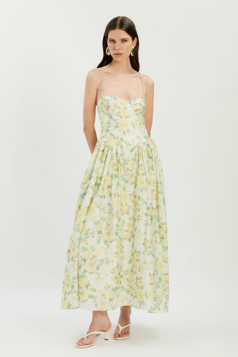 ESTIE PRINTED MAXI DRESS in colour Yellow Floral