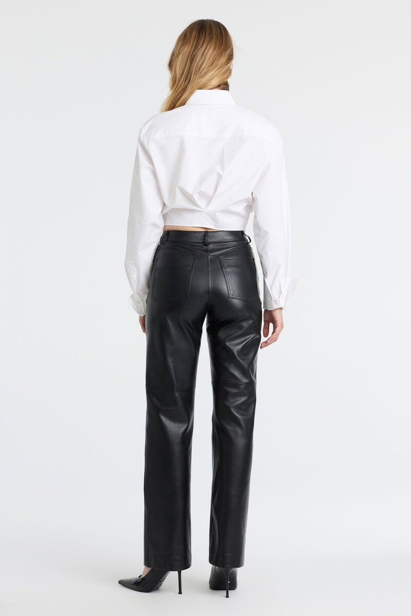 NIA VEGAN LEATHER PANT in colour Black