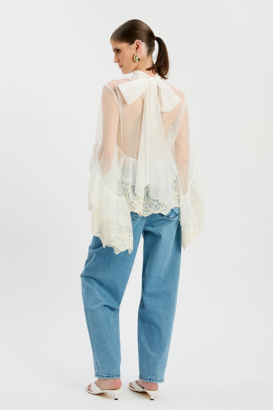Anyssa Lace Edge Ruffle Blouse