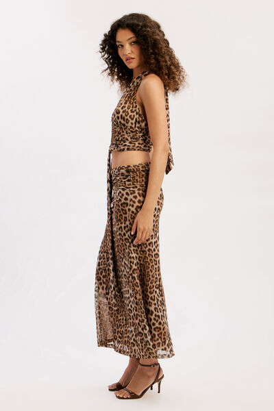 Elera Printed Mesh Halter Top