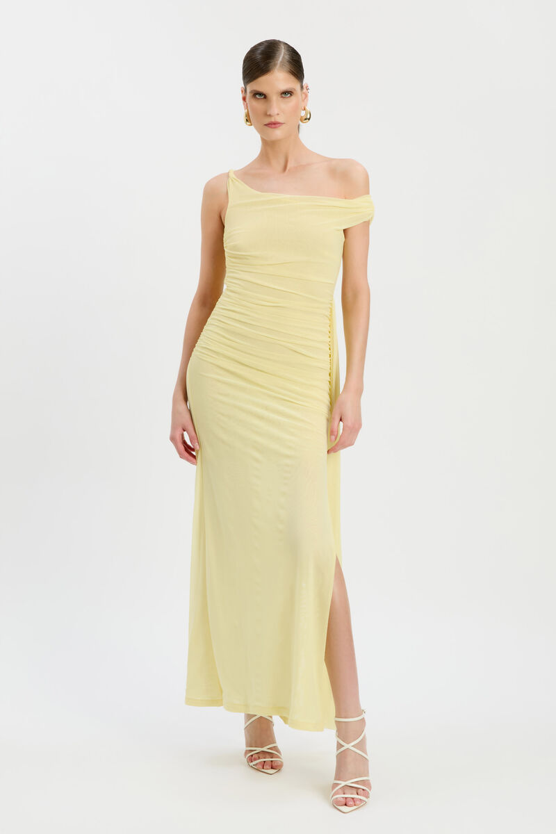 LAYANA ASYM MAXI DRESS in colour Canary Yellow