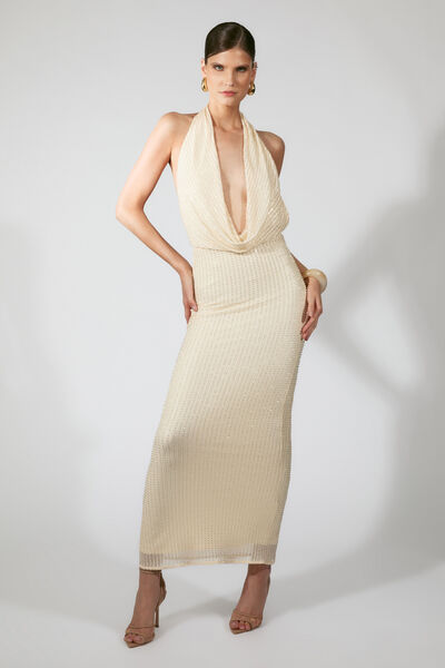 Nola Sequin Cowl Maxi Dress